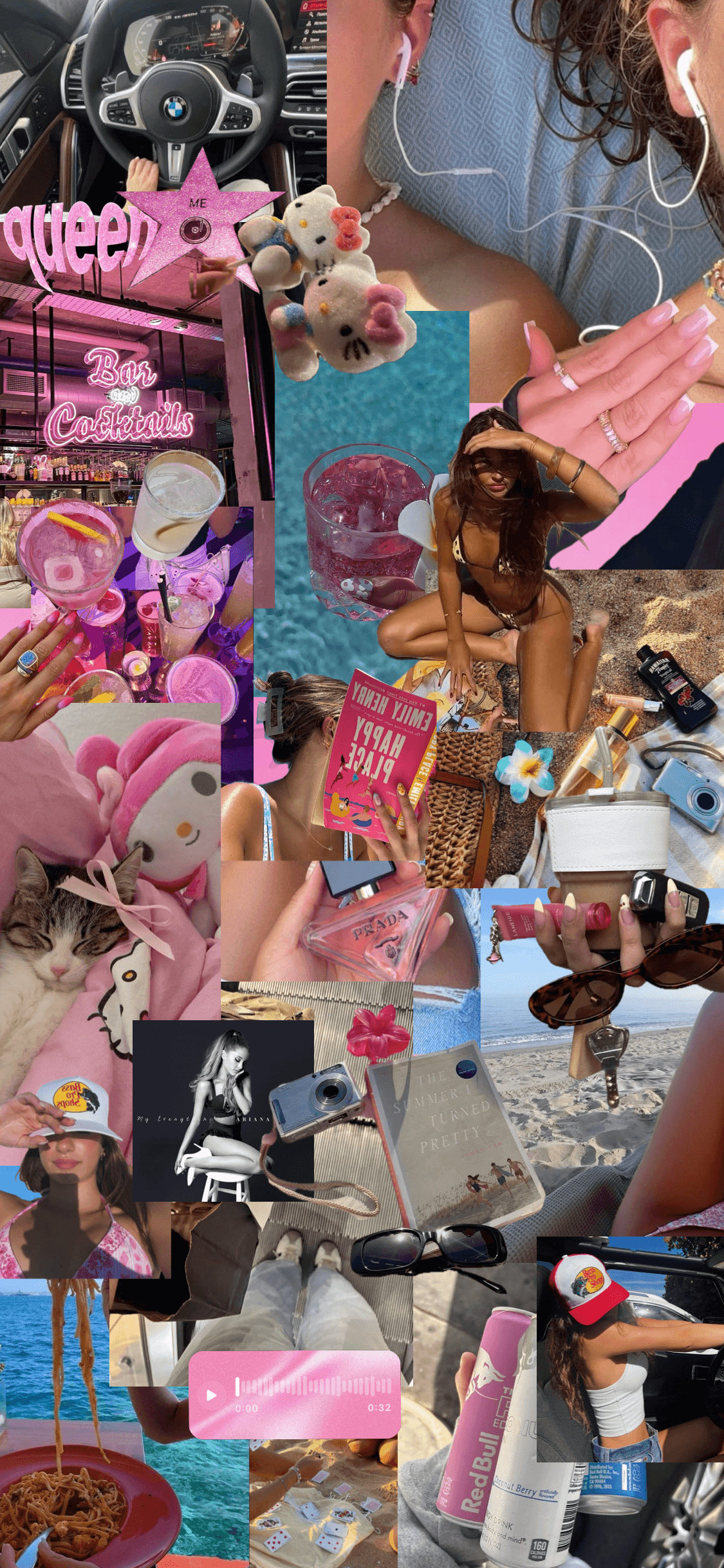 Pink summer lifestyle collage